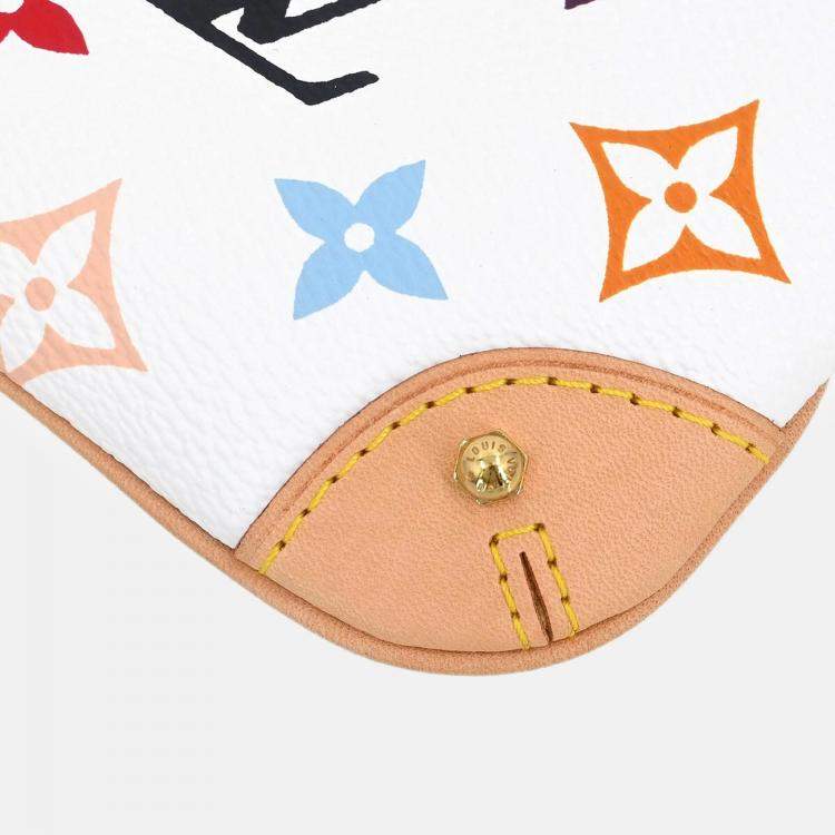 Pre Owned Louis Vuitton Pochette Milla White Multicolor Bag
