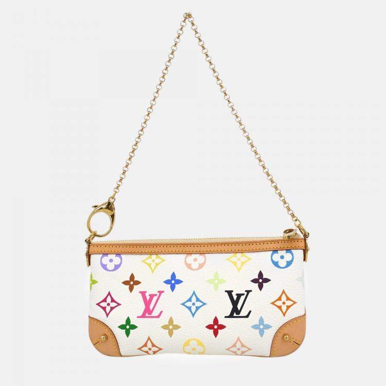 Pre Owned Louis Vuitton Pochette Milla White Multicolor Bag