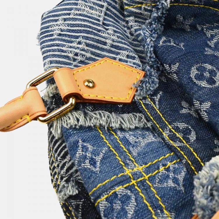 Pre Owned Louis Vuitton Patchwork Blue Monogram Denim Shoulder Bag