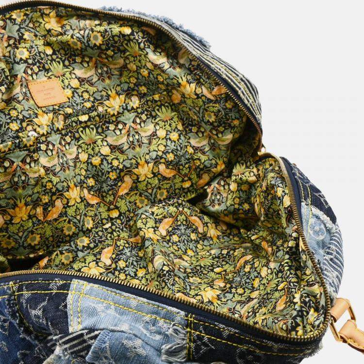 Pre Owned Louis Vuitton Patchwork Blue Monogram Denim Shoulder Bag