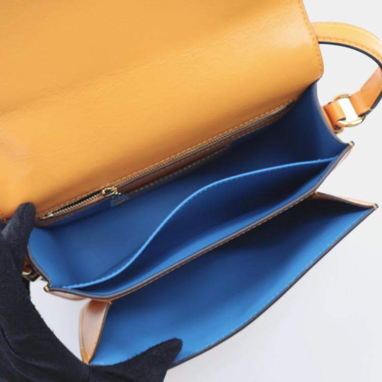 Pre Owned Louis Vuitton Pont 9 MM Orange Calfskin Shoulder Bag