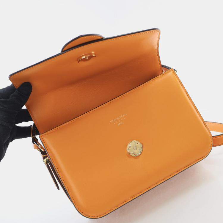 Pre Owned Louis Vuitton Pont 9 MM Orange Calfskin Shoulder Bag