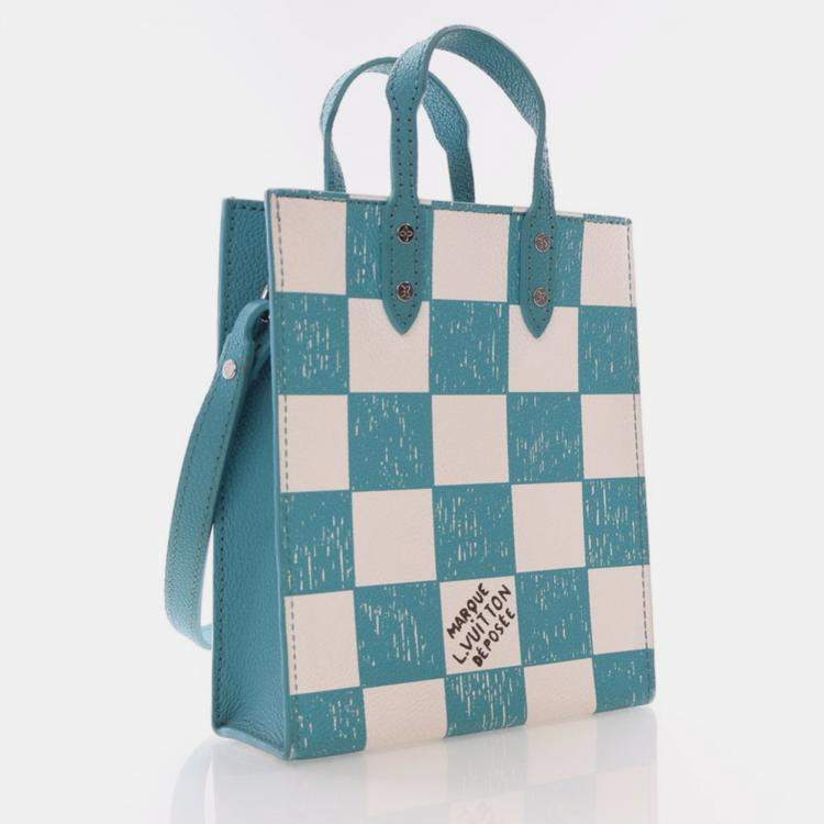 Pre Owned Louis Vuitton Sac Plat XS Damier Checkerboard Tote Bag