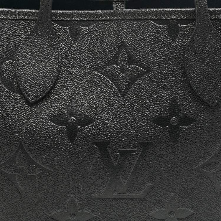 Pre Owned Louis Vuitton Black Monogram Giant Empreinte Leather Neverfull MM Bag