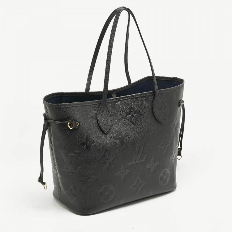 Pre Owned Louis Vuitton Black Monogram Giant Empreinte Leather Neverfull MM Bag