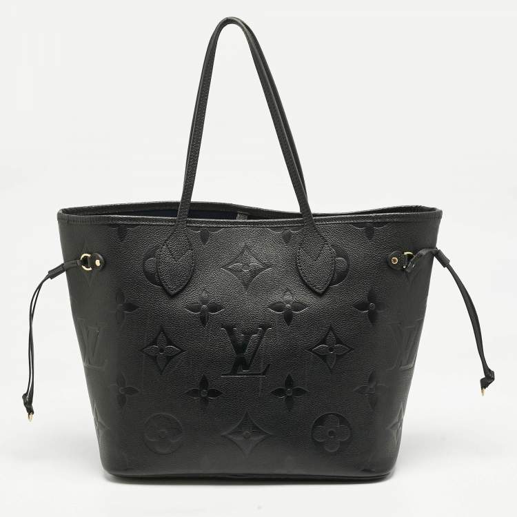 Pre Owned Louis Vuitton Black Monogram Giant Empreinte Leather Neverfull MM Bag