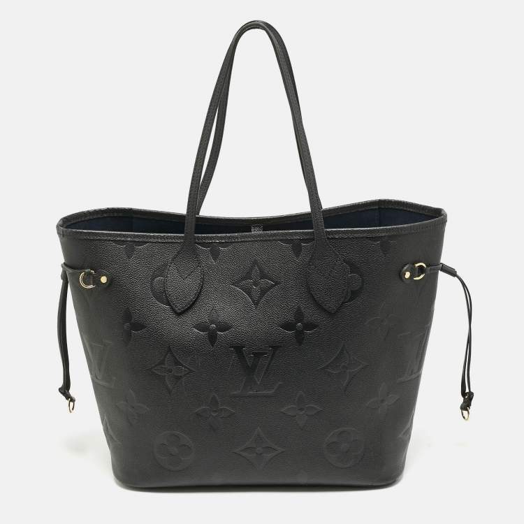 Pre Owned Louis Vuitton Black Monogram Giant Empreinte Leather Neverfull MM Bag