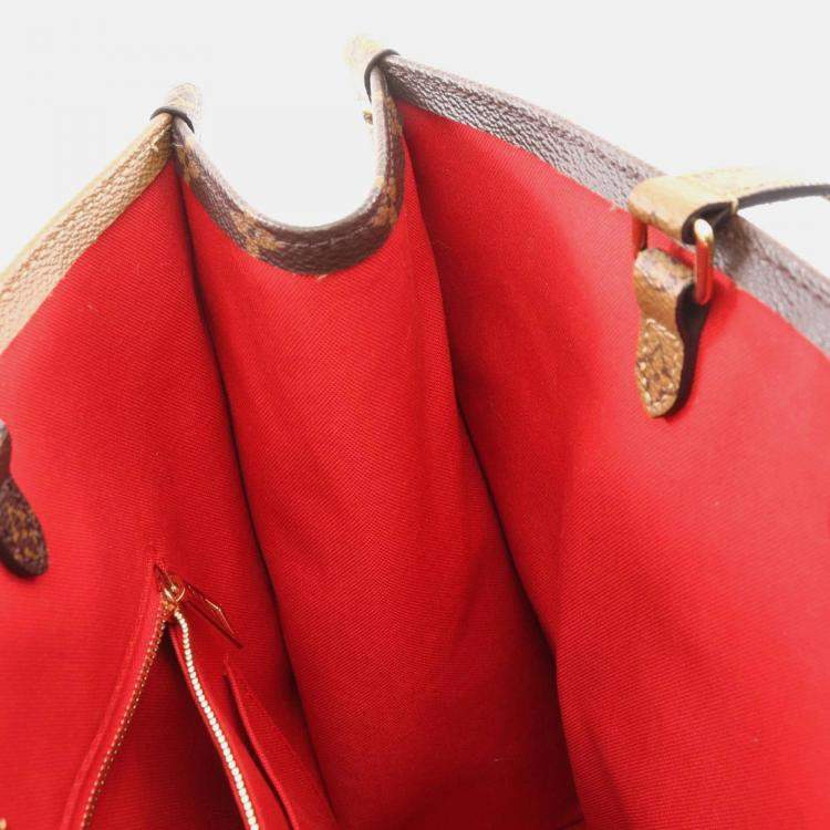 Pre Owned Louis Vuitton OnTheGo GM Coated Canvas Brown/Beige Monogram Giant Reverse Tote Bag 