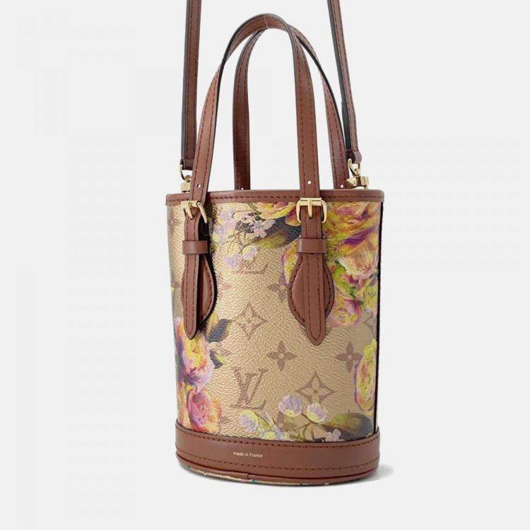 Pre Owned Louis Vuitton Bucket Garden Floral Monogram Canvas Shoulder Bag