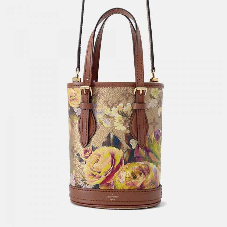 Pre Owned Louis Vuitton Bucket Garden Floral Monogram Canvas Shoulder Bag