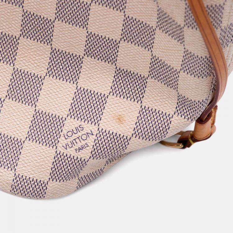 Pre Owned Louis Vuitton White Damier Azur Neverfull MM