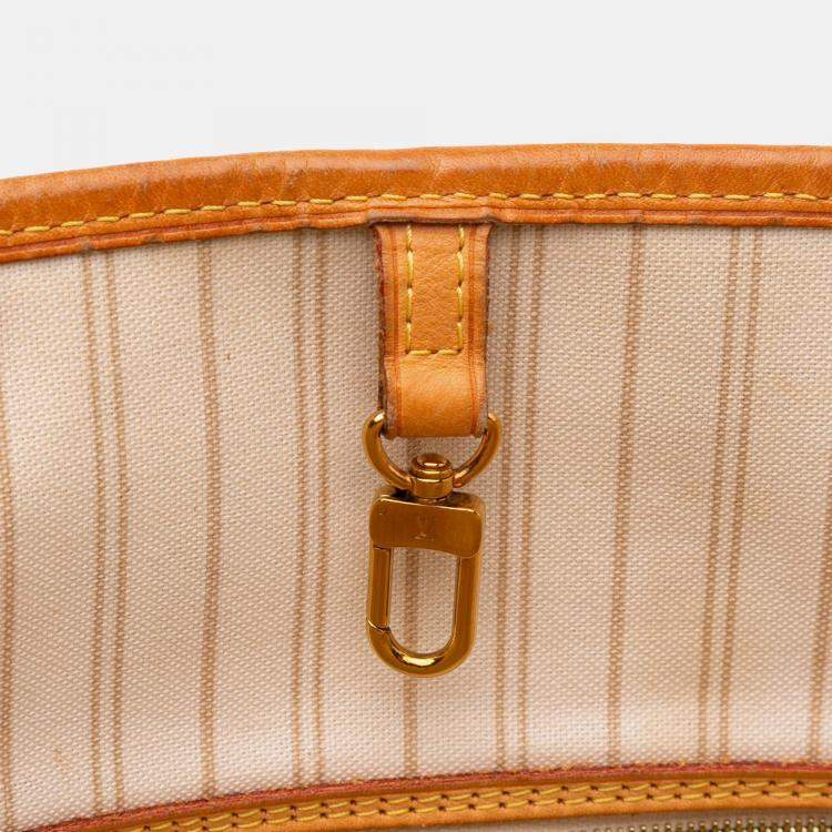 Pre Owned Louis Vuitton White Damier Azur Neverfull MM