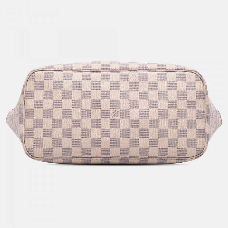 Pre Owned Louis Vuitton White Damier Azur Neverfull MM