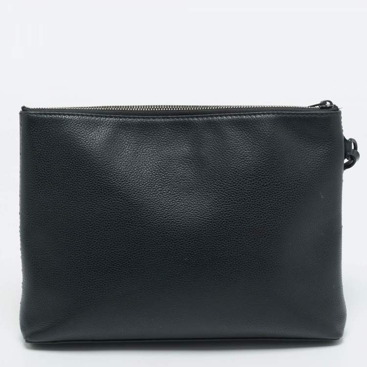 Pre Owned Louis Vuitton Black Aerogram Leather Takeoff Pouch