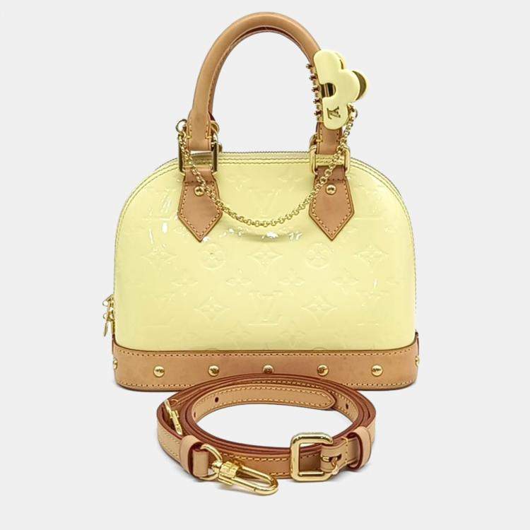 Pre Owned Louis Vuitton Yellow Patent Leather Vernis Alma BB bag