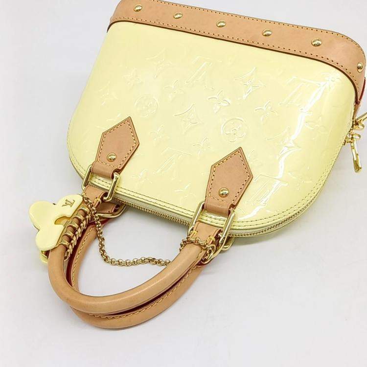 Pre Owned Louis Vuitton Yellow Patent Leather Vernis Alma BB bag