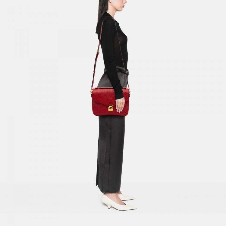 Pre Owned Louis Vuitton Red Monogram Empreinte Pochette Metis