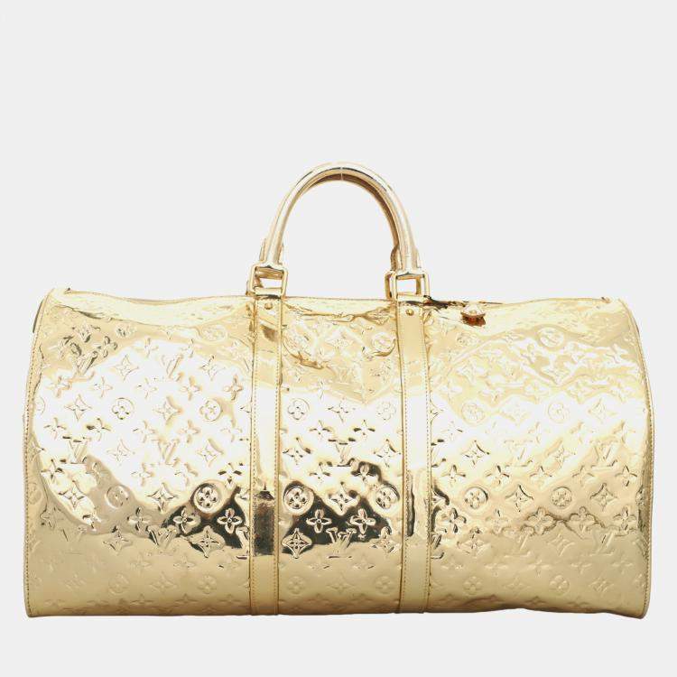 Pre Owned Louis Vuitton Keepall Boston 55 Gold Monogram Miroir Bag