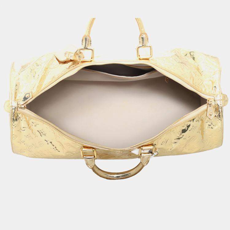 Pre Owned Louis Vuitton Keepall Boston 55 Gold Monogram Miroir Bag
