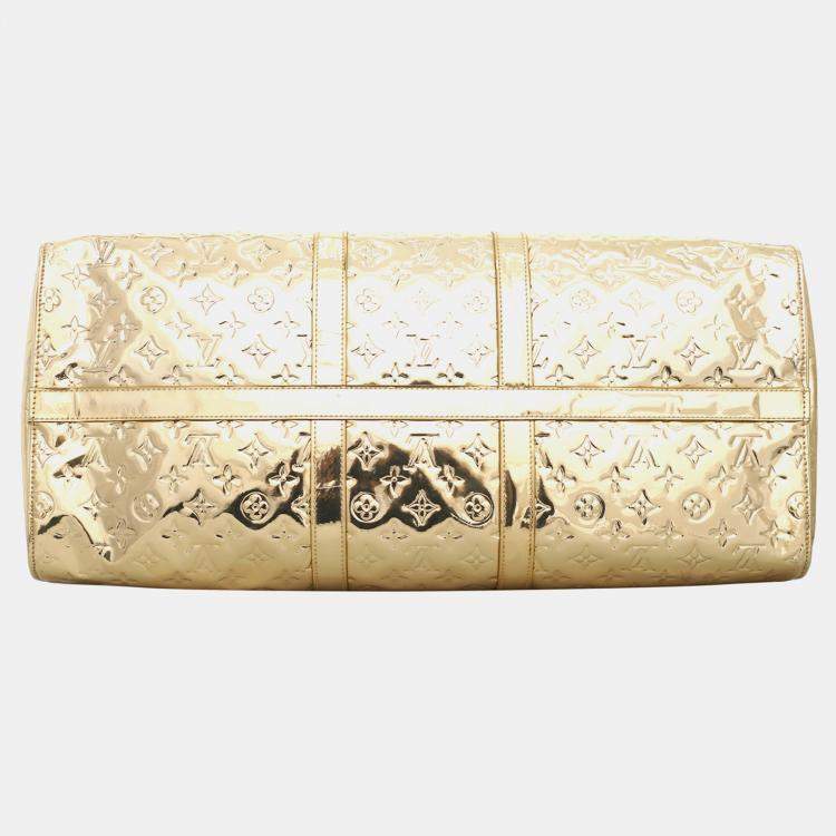 Pre Owned Louis Vuitton Keepall Boston 55 Gold Monogram Miroir Bag