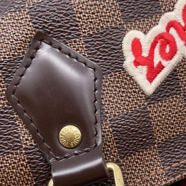 Pre Owned Louis Vuitton Speedy Bandoulière 30 Red Damier Ebene Canvas Bag