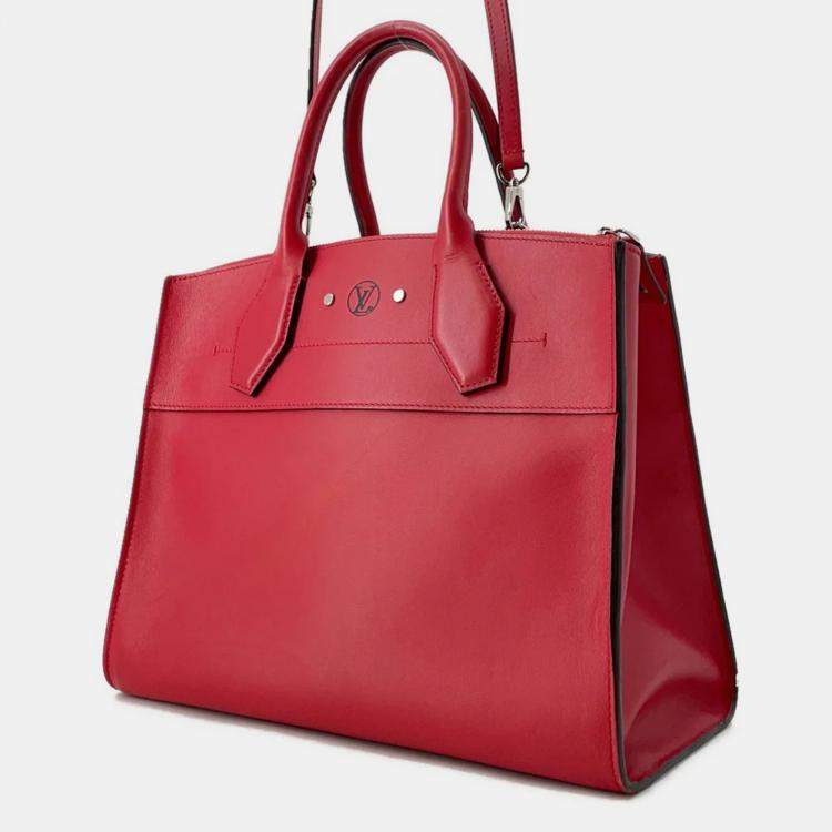Pre Owned Louis Vuitton City Steamer MM Ruby Leather Satchel Bag