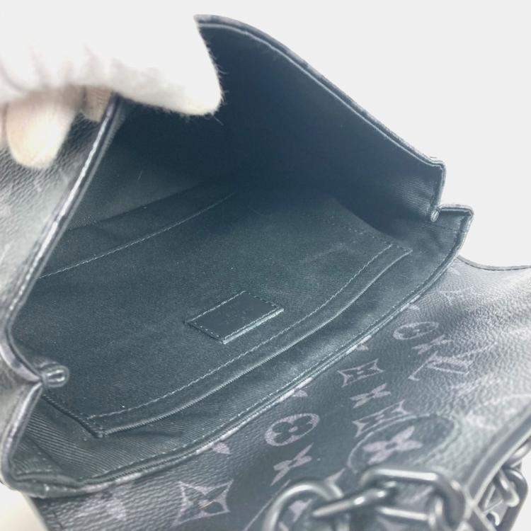 Pre Owned Louis Vuitton Steamer PM Black Monogram Eclipse Canvas Crossbody Bag