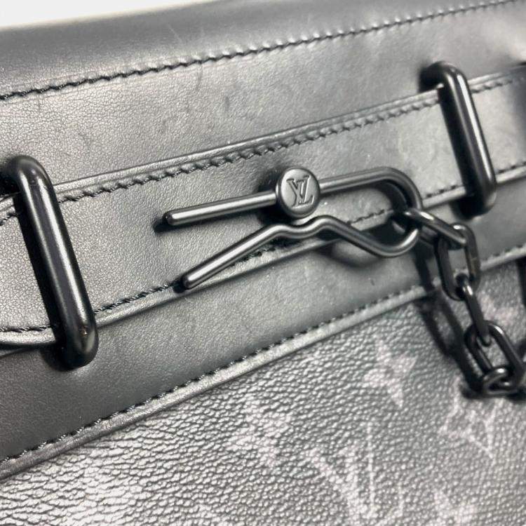 Pre Owned Louis Vuitton Steamer PM Black Monogram Eclipse Canvas Crossbody Bag
