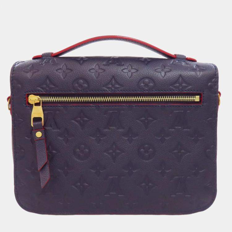 Pre Owned Louis Vuitton Pochette Metis Navy Monogram Empreinte Leather Shoulder Bag