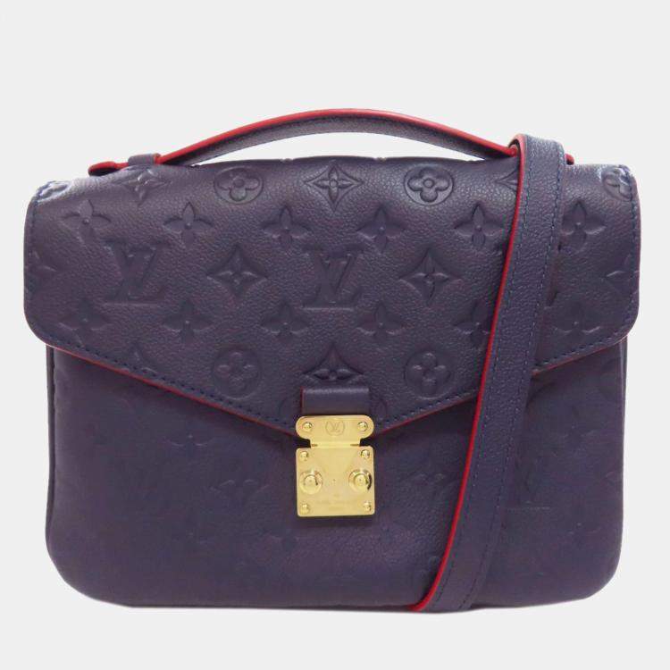Pre Owned Louis Vuitton Pochette Metis Navy Monogram Empreinte Leather Shoulder Bag