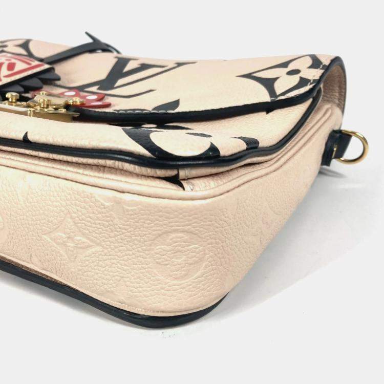 Pre Owned Louis Vuitton Pochette Metis Beige/Black Monogram Empreinte Leather Shoulder Bag