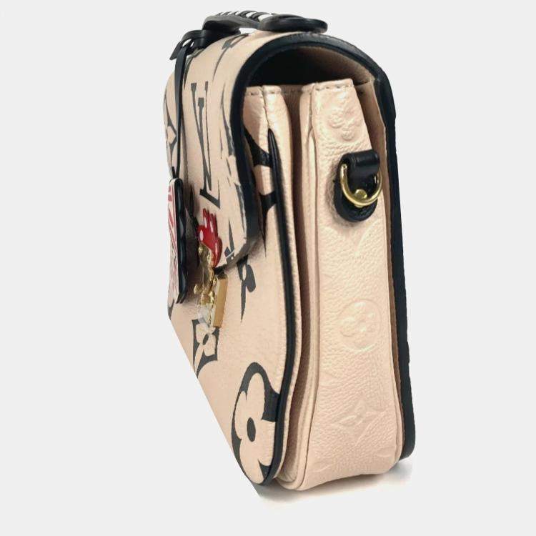Pre Owned Louis Vuitton Pochette Metis Beige/Black Monogram Empreinte Leather Shoulder Bag
