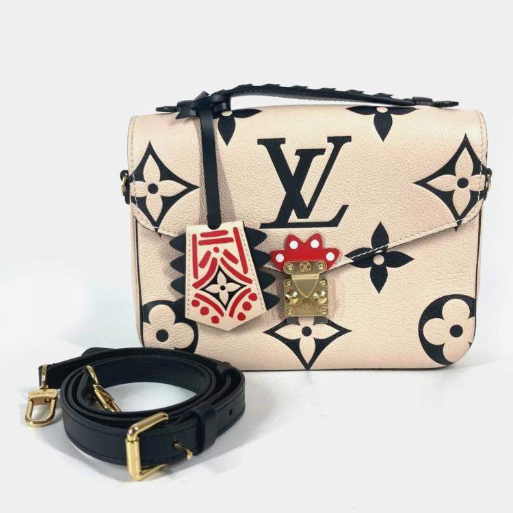 Pre Owned Louis Vuitton Pochette Metis Beige/Black Monogram Empreinte Leather Shoulder Bag