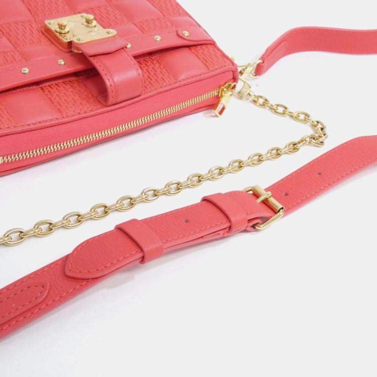 Pre Owned Louis Vuitton Troca PM Rose Monogram Lambskin Shoulder Bag