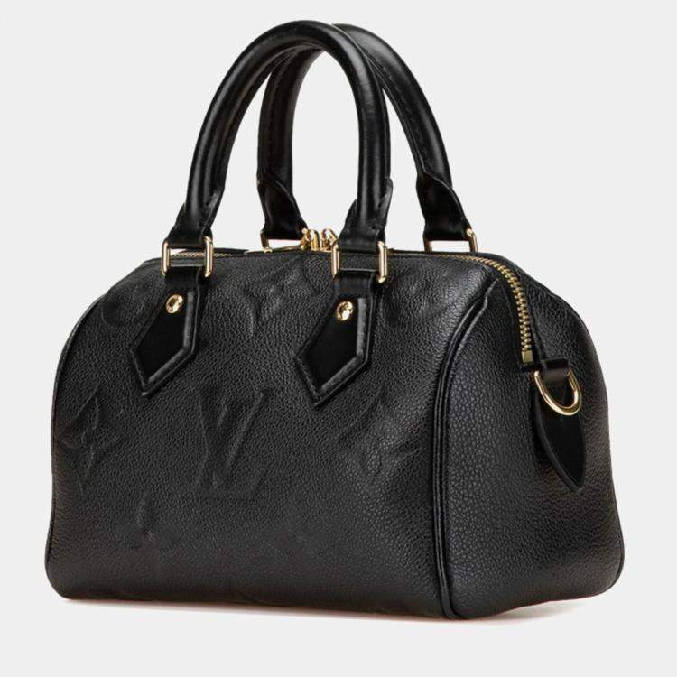 Pre Owned Louis Vuitton Speedy Bandouliere 20 Black Monogram Empreinte Leather Shoulder Bag