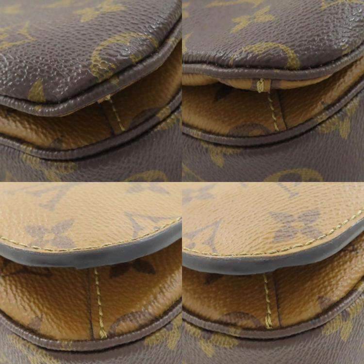 Pre Owned Louis Vuitton Pochette Metis Brown Monogram Reverse Canvas Shoulder Bag