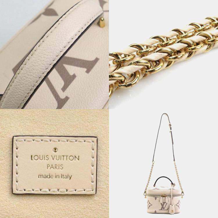 Pre Owned Louis Vuitton Vanity PM Cream Monogram Empreinte Leather Shoulder Bag