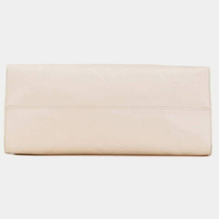 Pre Owned Louis Vuitton OnTheGo GM White Leather Monogram Empreinte Giant Shoulder Bag