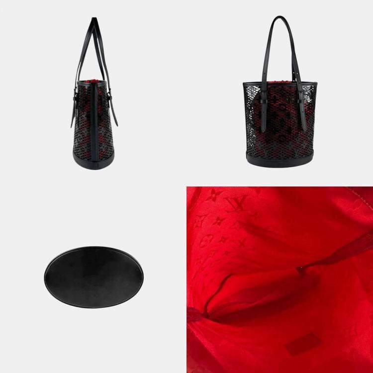 Pre Owned Louis Vuitton Lace Bucket PM Black Monogram Patent Leather Handbag