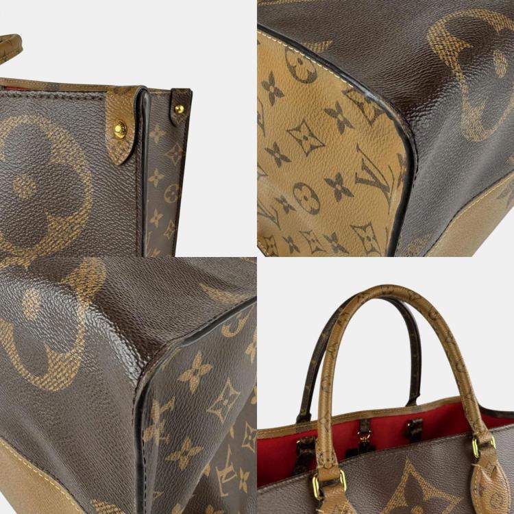 Pre Owned Louis Vuitton OnTheGo GM Brown Monogram Reverse Canvas Shoulder Bag
