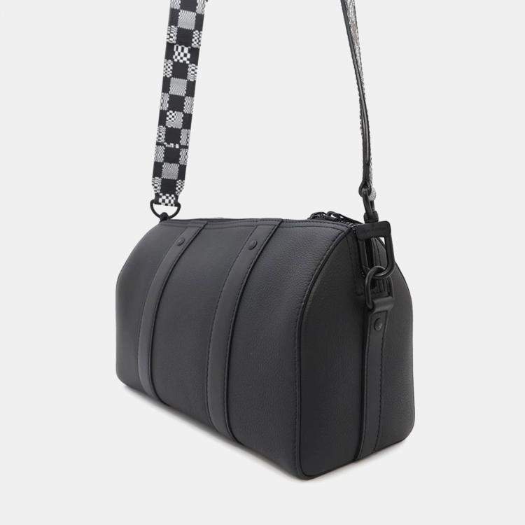 Pre Owned Louis Vuitton Distorted Damier City Keepall Black Leather Duffel Bag