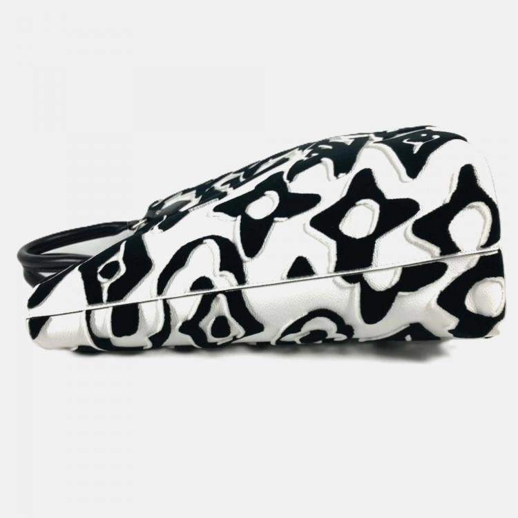 Pre Owned Louis Vuitton Tufted Monogram White Leather Cabas Shoulder Bag 