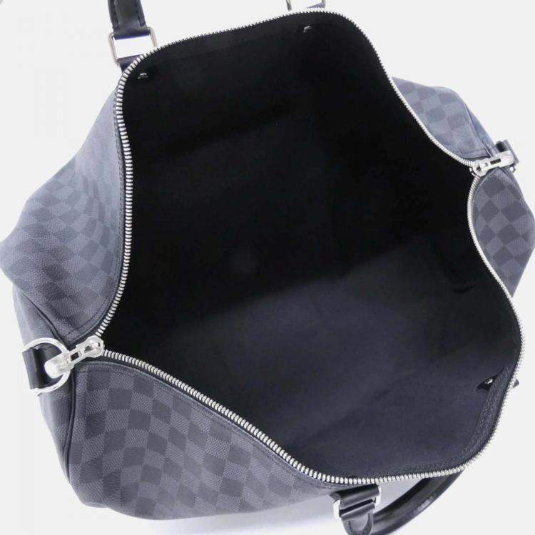Pre Owned Louis Vuitton Keepall Bandouliere 55 Damier Graphite Boston Bag