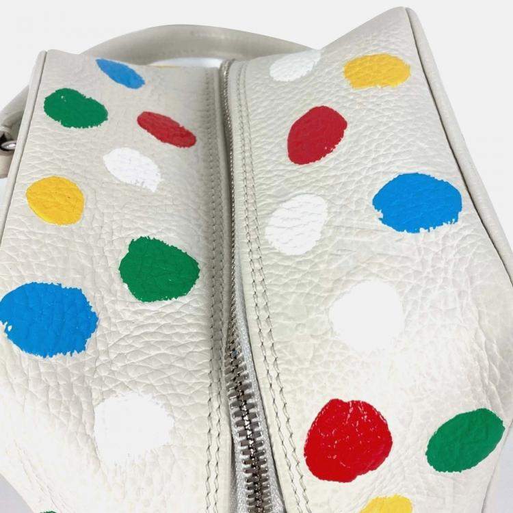 Pre Owned Louis Vuitton Yayoi Kusama White Monogram Empreinte Leather  Square Bag 