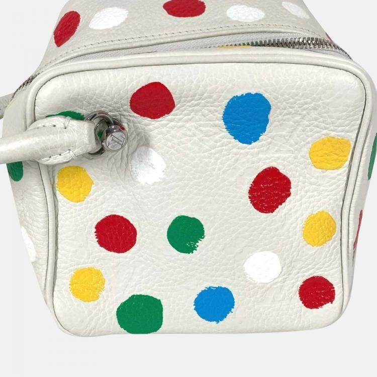 Pre Owned Louis Vuitton Yayoi Kusama White Monogram Empreinte Leather  Square Bag 