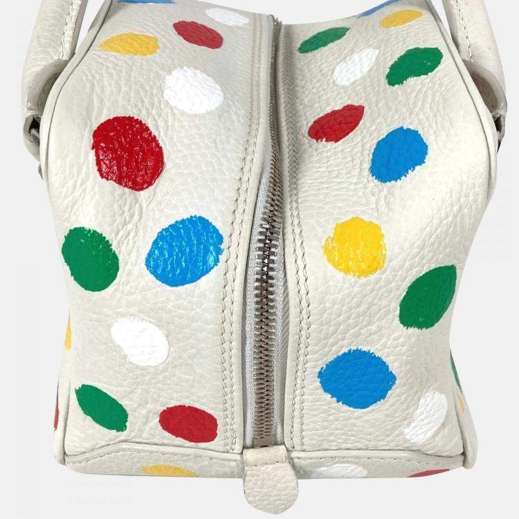 Pre Owned Louis Vuitton Yayoi Kusama White Monogram Empreinte Leather  Square Bag 