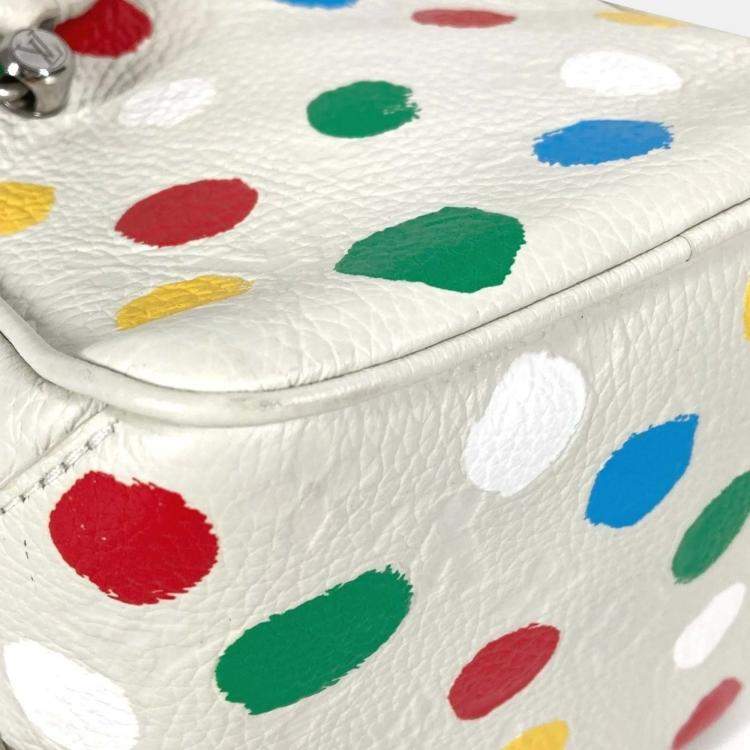Pre Owned Louis Vuitton Yayoi Kusama White Monogram Empreinte Leather  Square Bag 