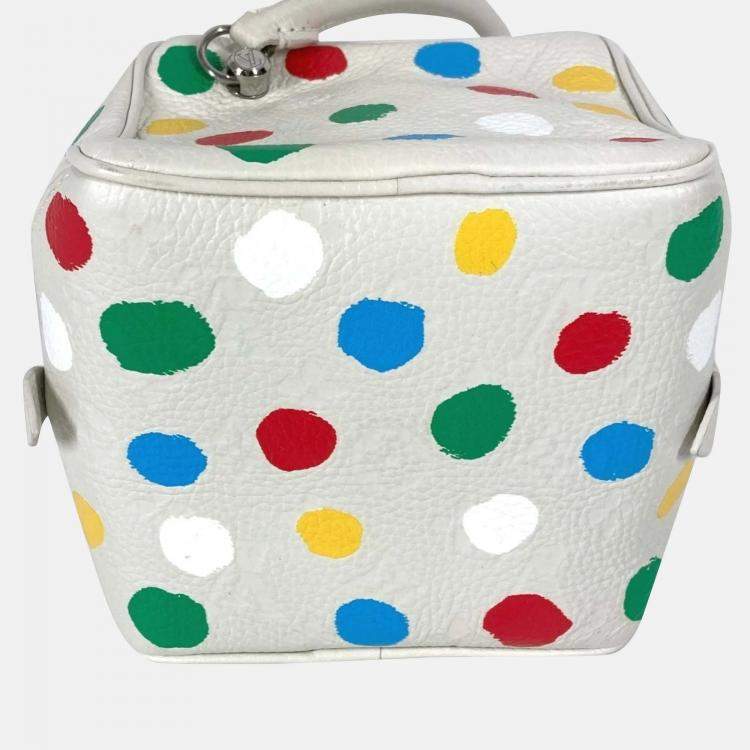 Pre Owned Louis Vuitton Yayoi Kusama White Monogram Empreinte Leather  Square Bag 