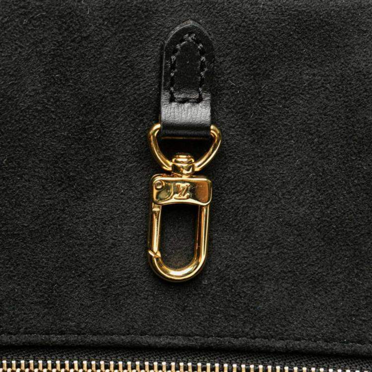 Pre Owned Louis Vuitton Monogram OnTheGo GM Black White Blue Canvas Leather Tote Bag 