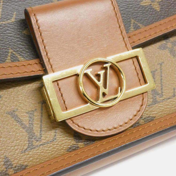 Pre Owned Louis Vuitton Dauphine Brown Reverse Monogram Chain Wallet